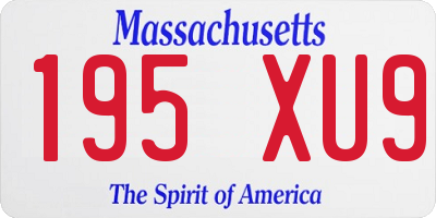 MA license plate 195XU9