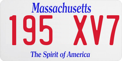 MA license plate 195XV7