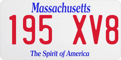 MA license plate 195XV8