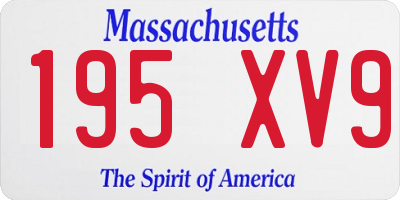 MA license plate 195XV9