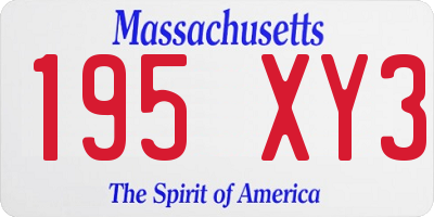 MA license plate 195XY3