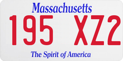 MA license plate 195XZ2