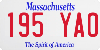 MA license plate 195YA0