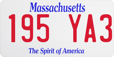 MA license plate 195YA3