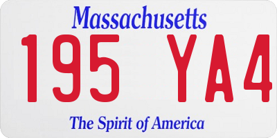 MA license plate 195YA4