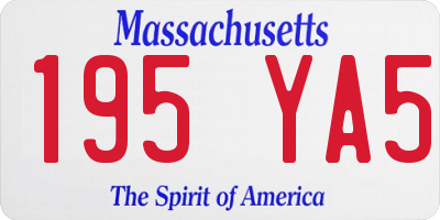 MA license plate 195YA5