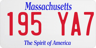 MA license plate 195YA7