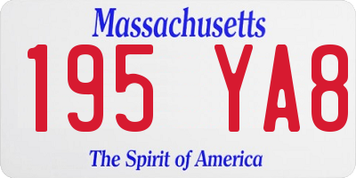 MA license plate 195YA8