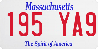 MA license plate 195YA9