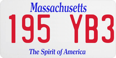 MA license plate 195YB3