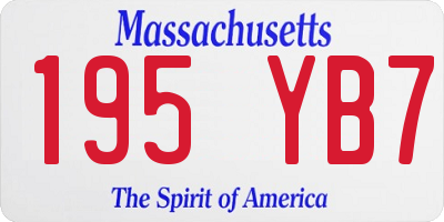 MA license plate 195YB7