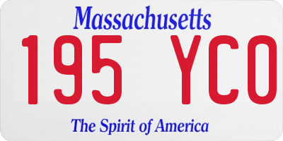MA license plate 195YC0