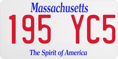 MA license plate 195YC5