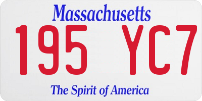 MA license plate 195YC7
