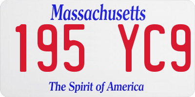 MA license plate 195YC9
