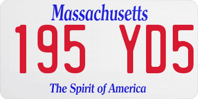 MA license plate 195YD5