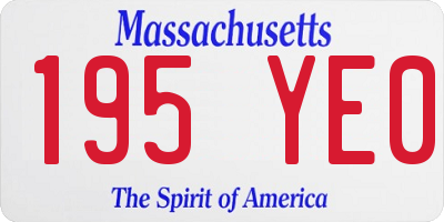 MA license plate 195YE0
