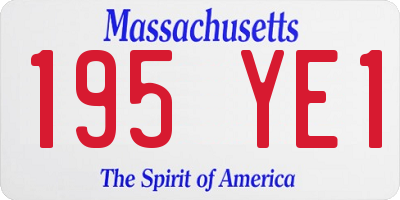 MA license plate 195YE1
