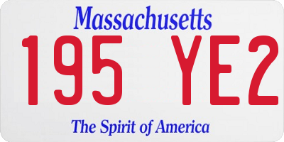 MA license plate 195YE2