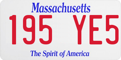 MA license plate 195YE5