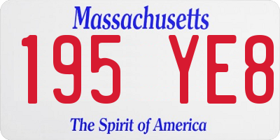 MA license plate 195YE8