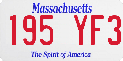 MA license plate 195YF3