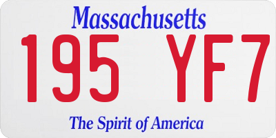 MA license plate 195YF7