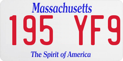 MA license plate 195YF9