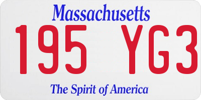 MA license plate 195YG3
