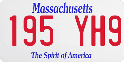 MA license plate 195YH9