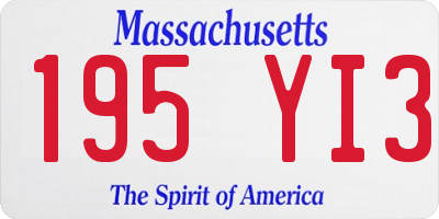 MA license plate 195YI3