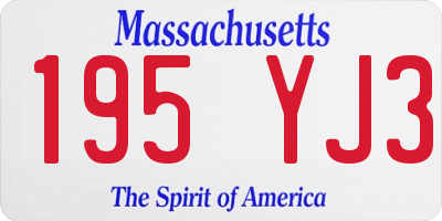MA license plate 195YJ3