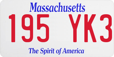 MA license plate 195YK3