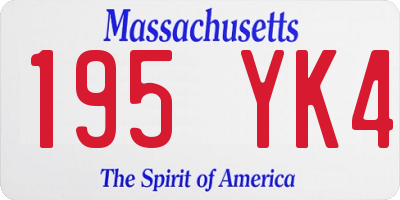 MA license plate 195YK4