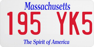 MA license plate 195YK5