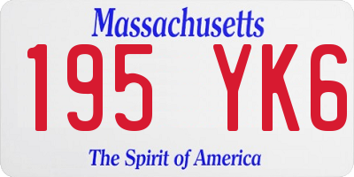 MA license plate 195YK6