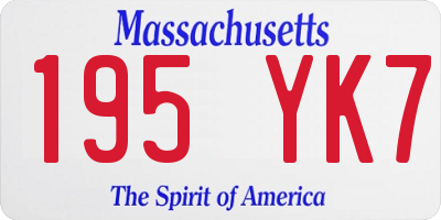 MA license plate 195YK7