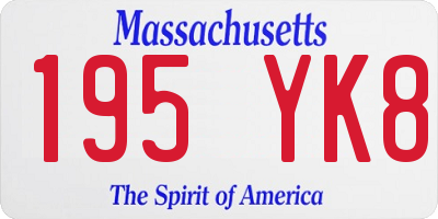 MA license plate 195YK8