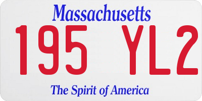 MA license plate 195YL2