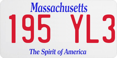 MA license plate 195YL3