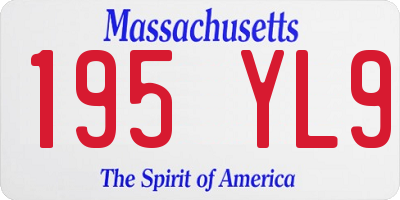 MA license plate 195YL9