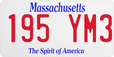 MA license plate 195YM3