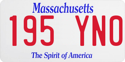MA license plate 195YN0