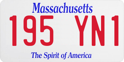 MA license plate 195YN1