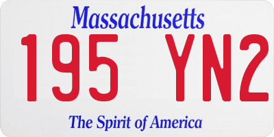 MA license plate 195YN2