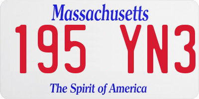 MA license plate 195YN3
