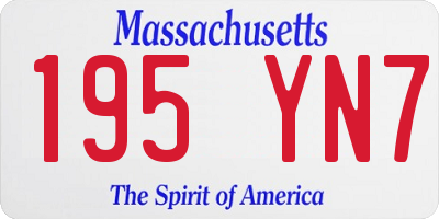 MA license plate 195YN7