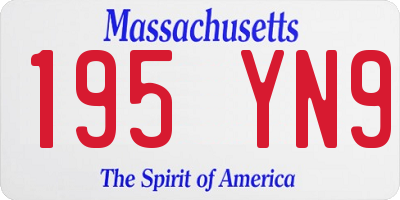 MA license plate 195YN9