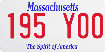 MA license plate 195YO0