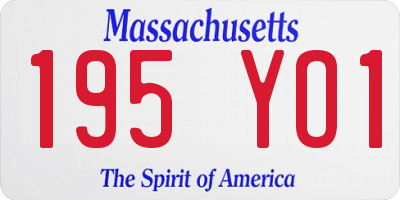 MA license plate 195YO1